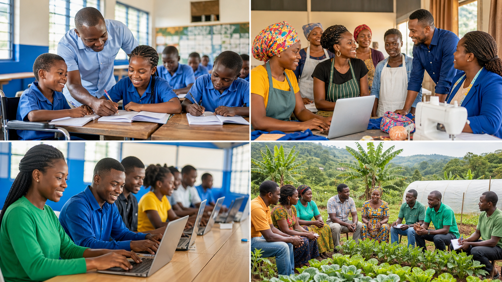 Program scenes for education, entrepreneurship, digital inclusion, and green development